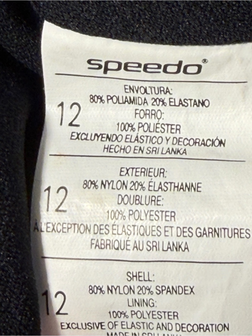 Speedo Hydro Women's One-piece Bathing Suit Black Blue White Padded Bra Sz 12 - Picture 13 of 13